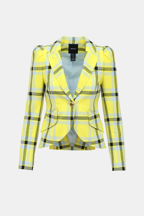Smythe Plaid Single Button Blazer