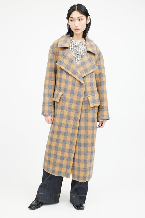 Smythe Yellow & Grey Wool Plaid Coat