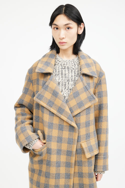 Smythe Yellow & Grey Wool Plaid Coat