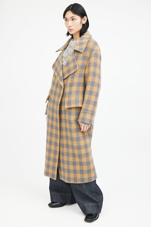 Smythe Yellow & Grey Wool Plaid Coat