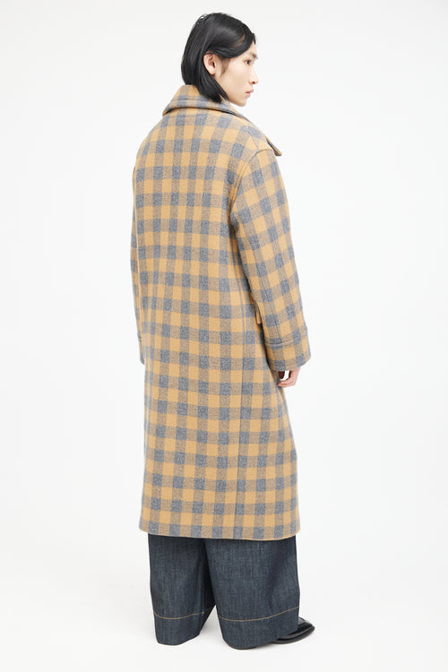 Smythe Yellow & Grey Wool Plaid Coat