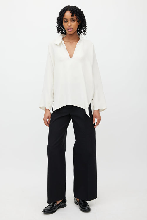 Sofie D'Hoore Cream Silk V-Neck Blouse