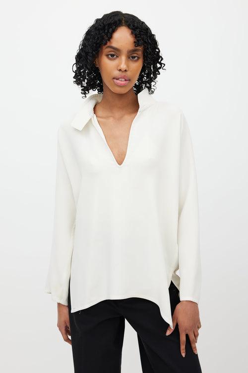 Sofie D'Hoore Cream Silk V-Neck Blouse