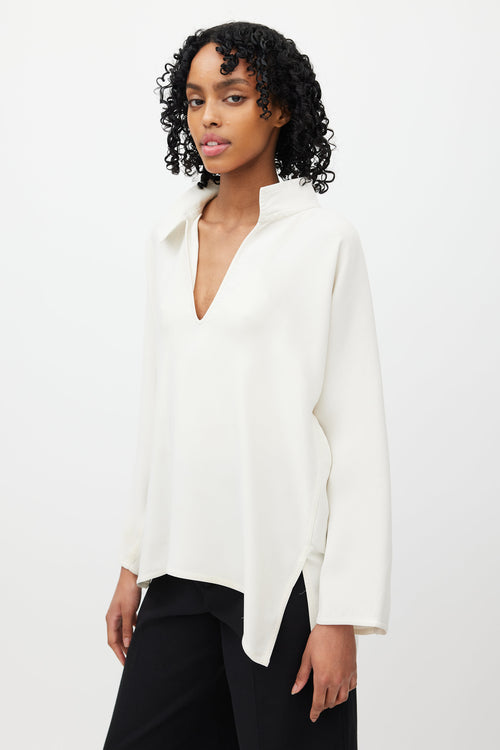 Sofie D'Hoore Cream Silk V-Neck Blouse