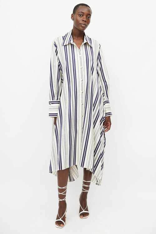Sonia Rykiel Cream & Navy Stripes Shirt Dress