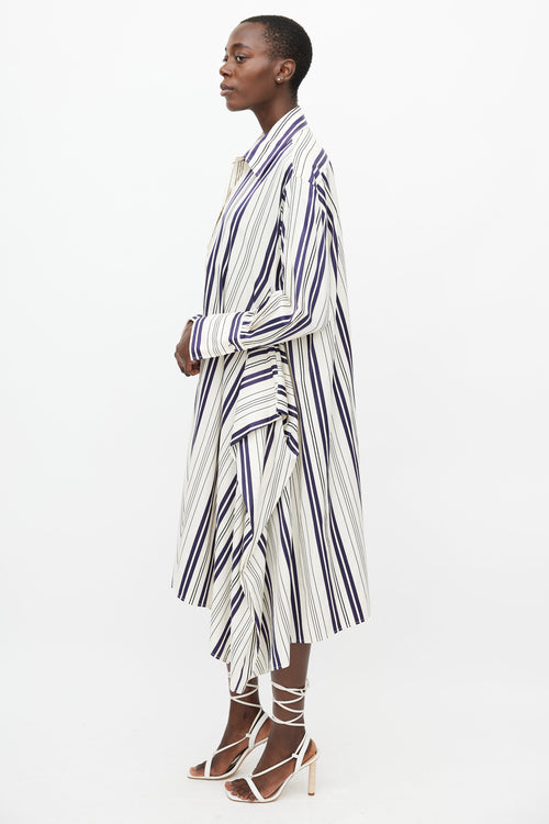 Sonia Rykiel Cream & Navy Stripes Shirt Dress