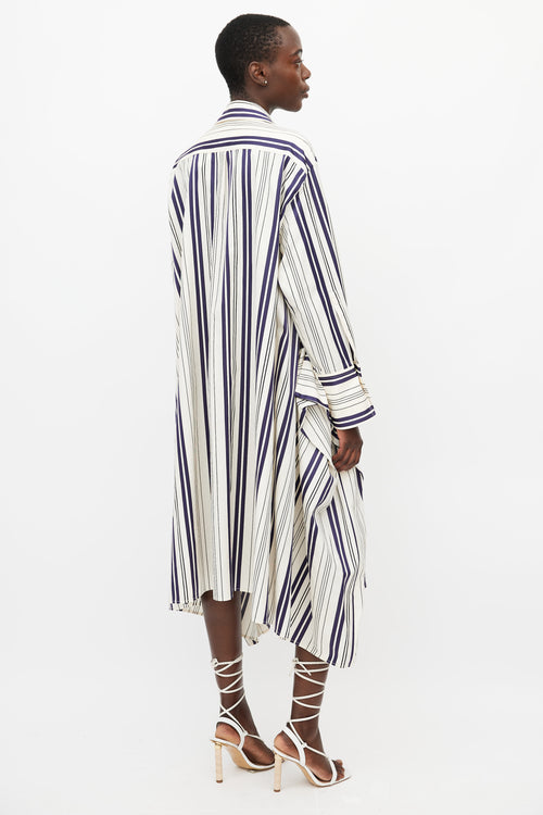 Sonia Rykiel Cream & Navy Stripes Shirt Dress