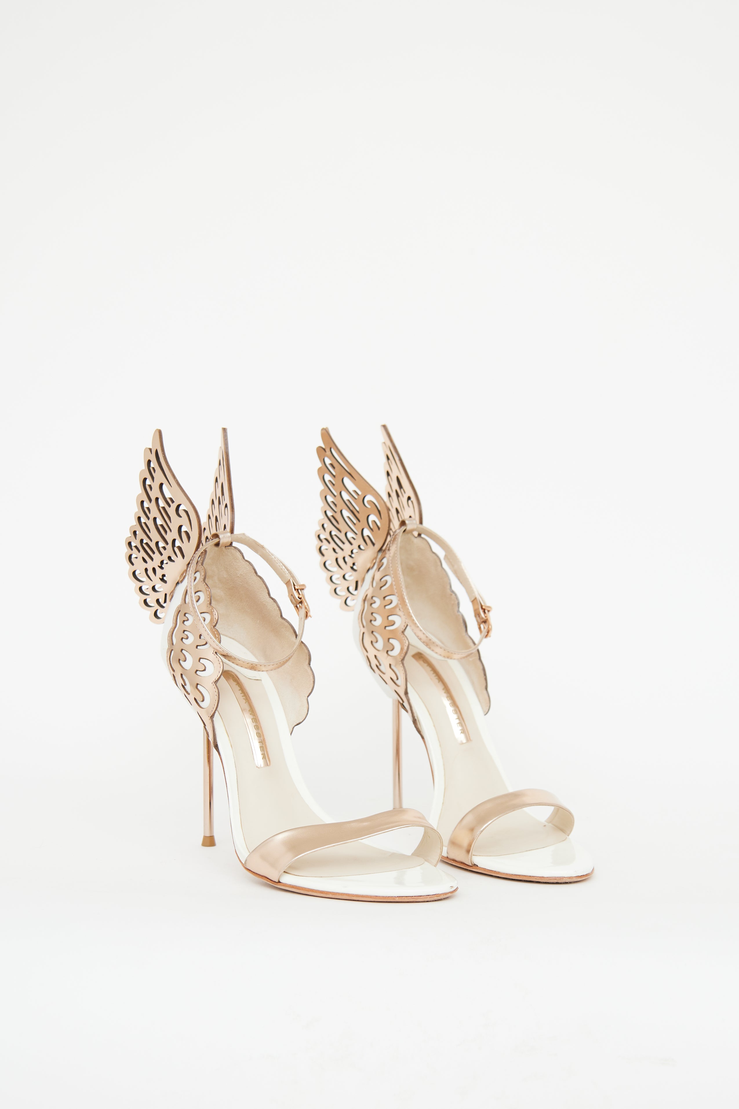 Sophia Webster White & Bronze Wing Pump