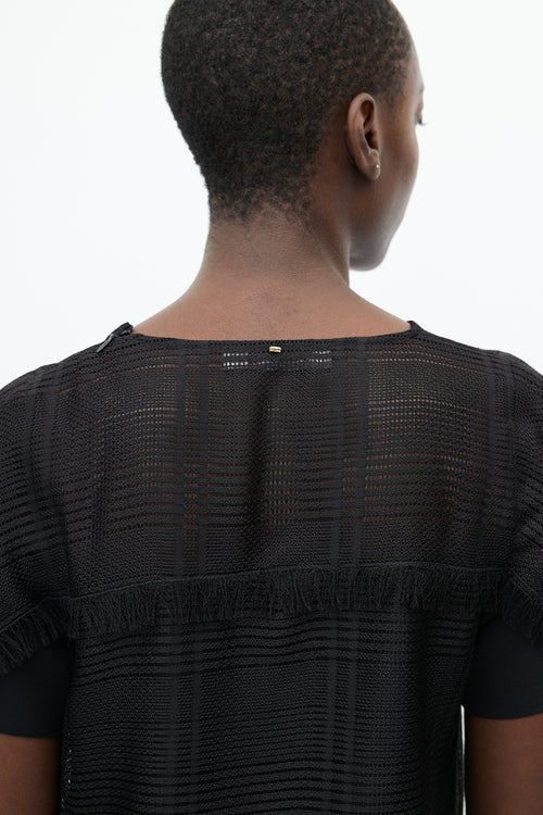Sportmax Black Mesh Fringe Top
