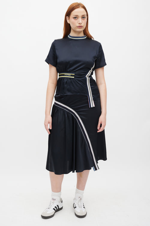 Sportmax Navy & Multicolour Logo Elastic Asymmetrical Set