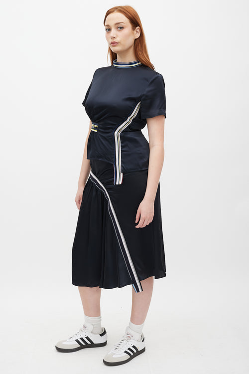 Sportmax Navy & Multicolour Logo Elastic Asymmetrical Set