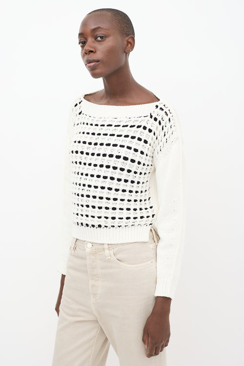 Sportmax White & Black Cage Knit Sweater