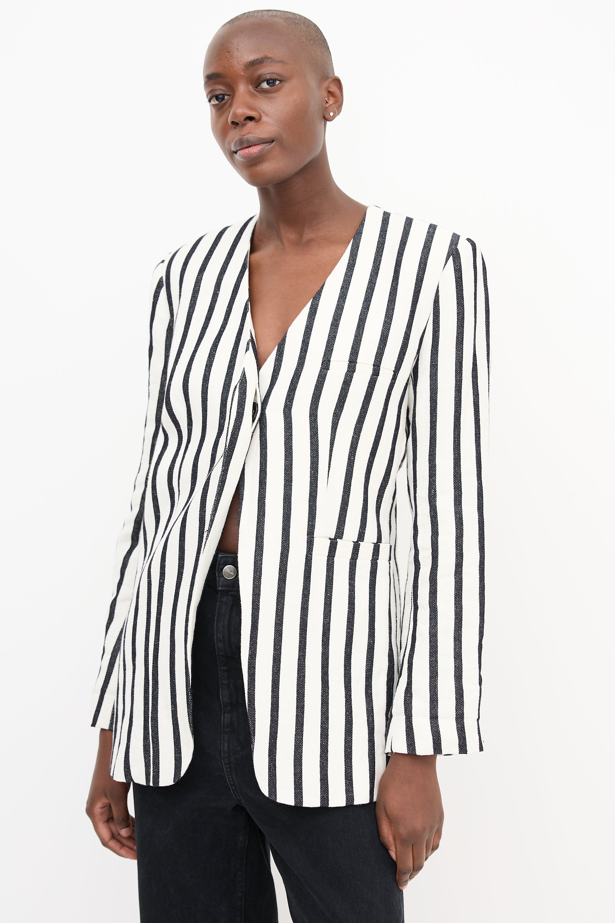 St. Agni Linen Striped Blazer