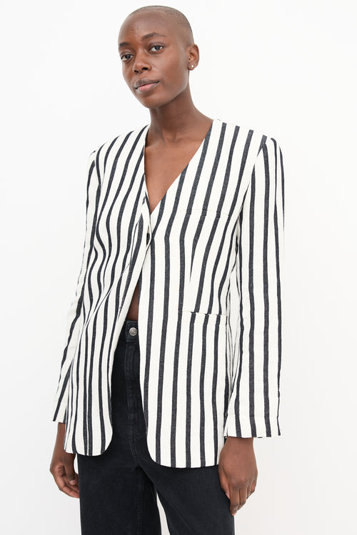 St. Agni Linen Striped Blazer