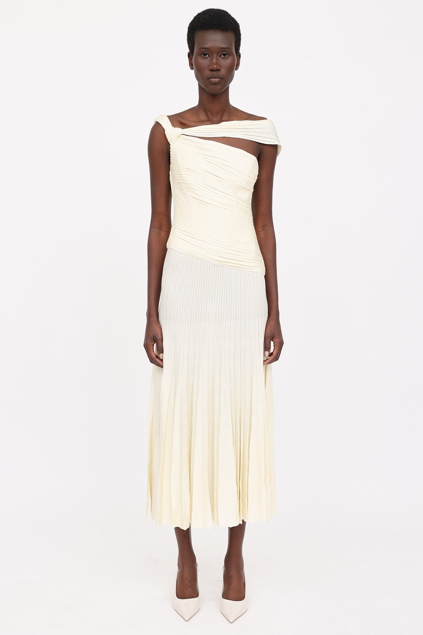 St. John Pleated One Shoulder Dress