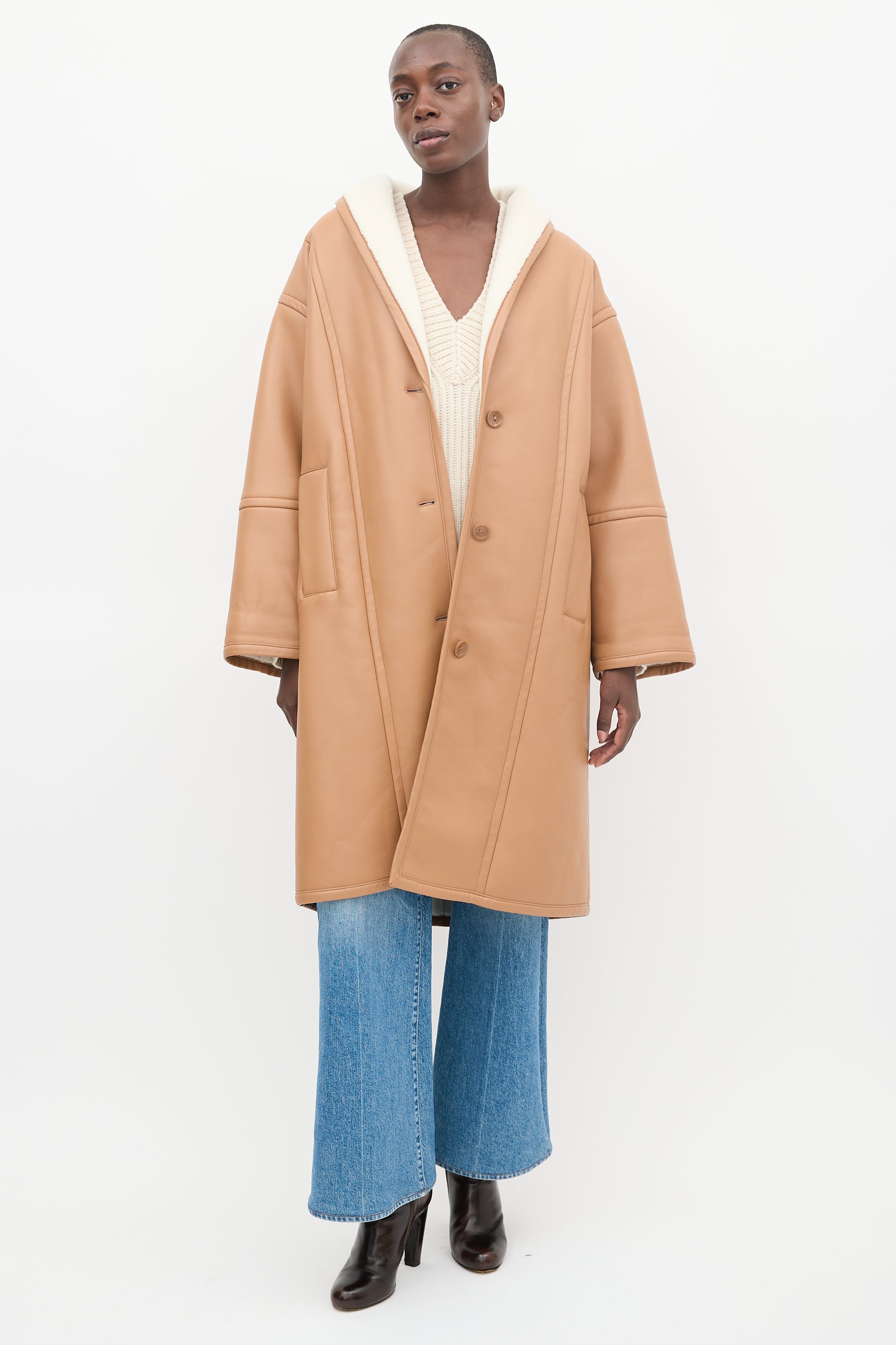 Stand Studio Brown Faux Leather Dolores Coat
