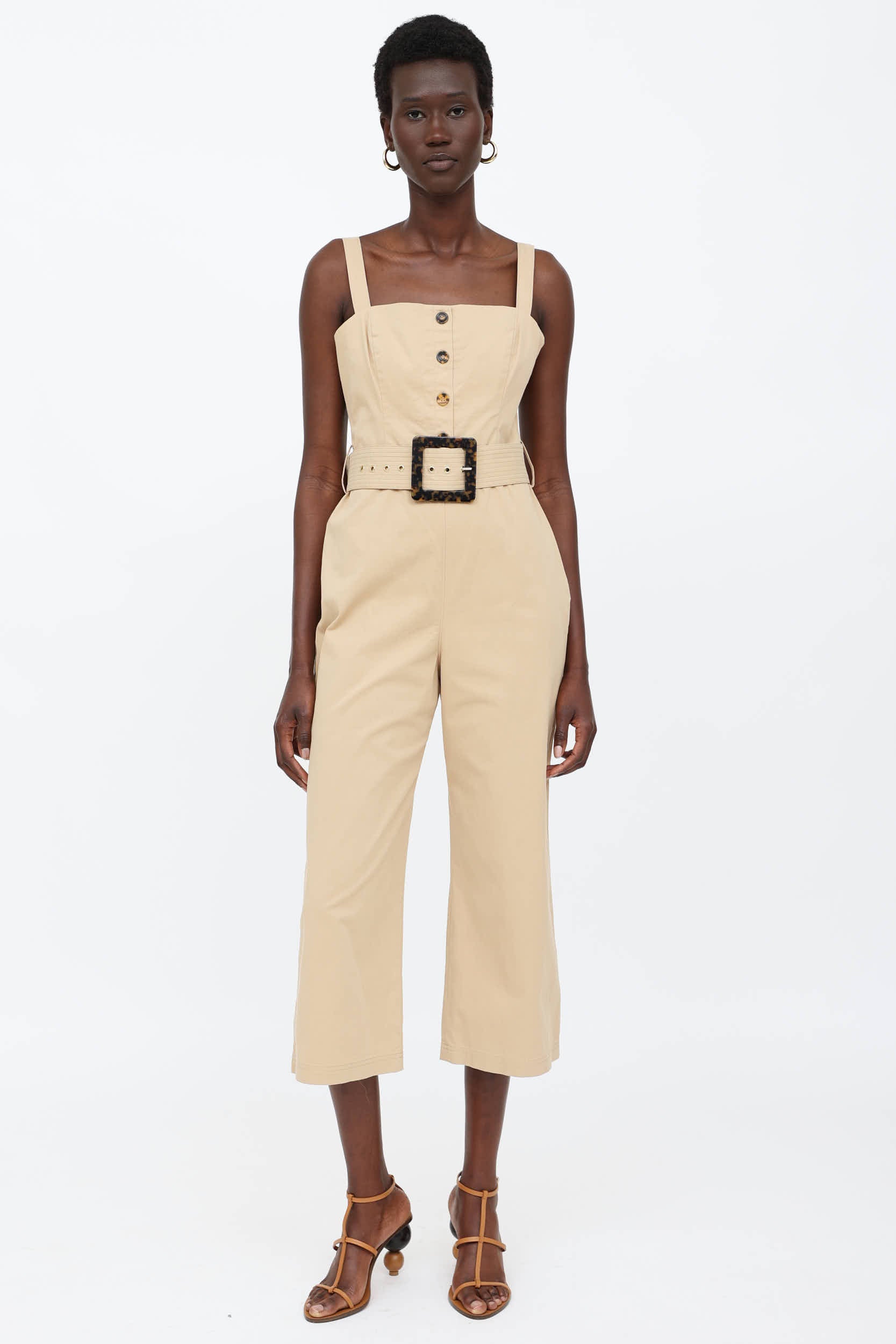 Staud Cotton Button Up Jumpsuit