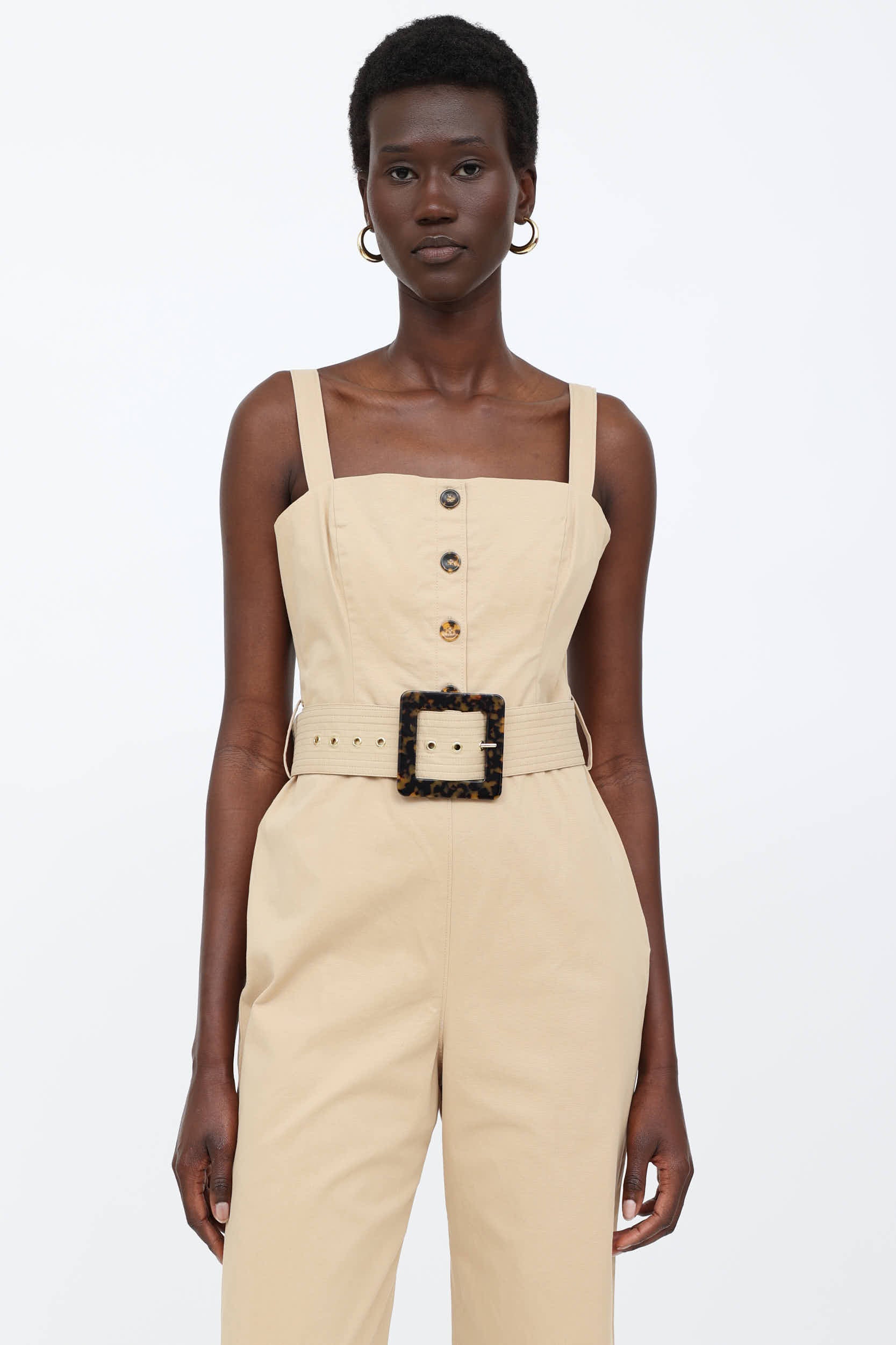 Staud Cotton Button Up Jumpsuit