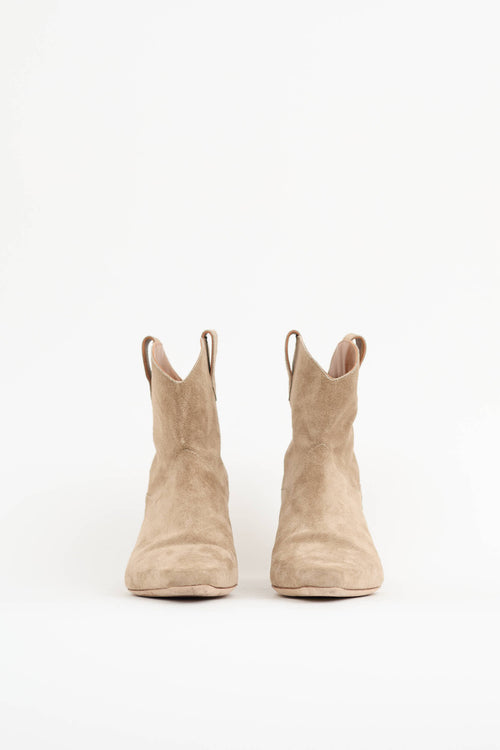 Staud Suede Wally Western Ankle Boot