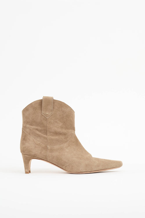 Staud Suede Wally Western Ankle Boot