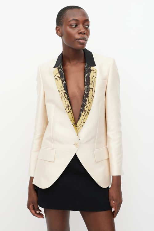 Stella McCartney Beige & Multi Patterned Lapel Blazer