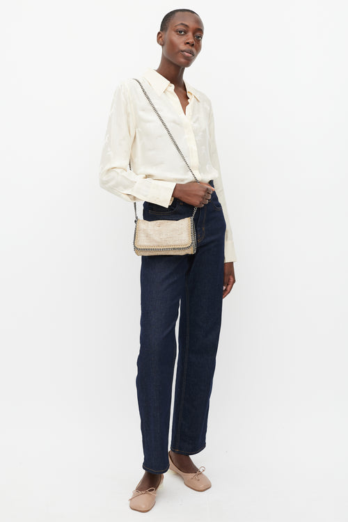Stella McCartney Beige & Silver Falabella Woven Bag