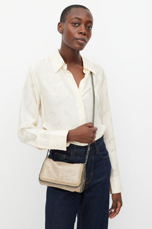 Stella McCartney Beige & Silver Falabella Woven Bag