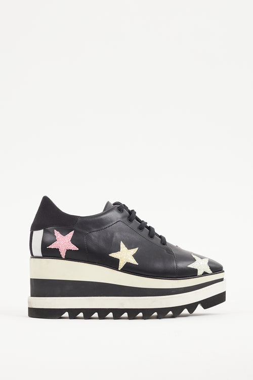 Stella McCartney Black & Multicolour Faux Leather Elyse Star Derby