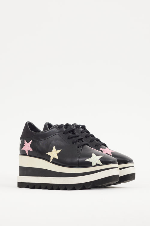 Stella McCartney Black & Multicolour Faux Leather Elyse Star Derby
