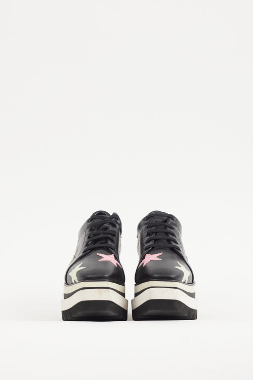 Stella McCartney Black & Multicolour Faux Leather Elyse Star Derby