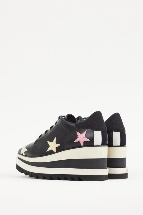 Stella McCartney Black & Multicolour Faux Leather Elyse Star Derby