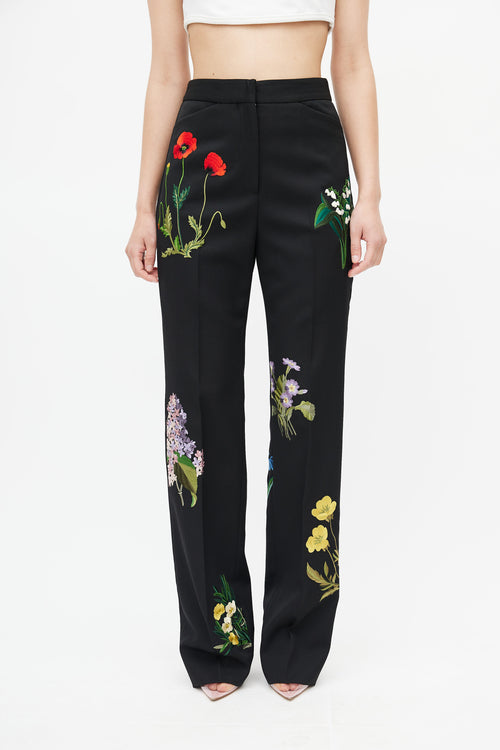 Stella McCartney Black Floral Embroidered Trouser