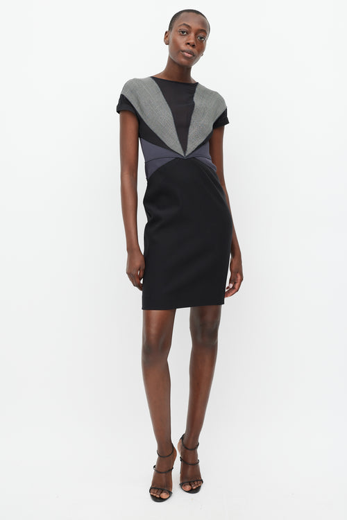 Stella McCartney Black & Grey Houndstooth Panel Dress