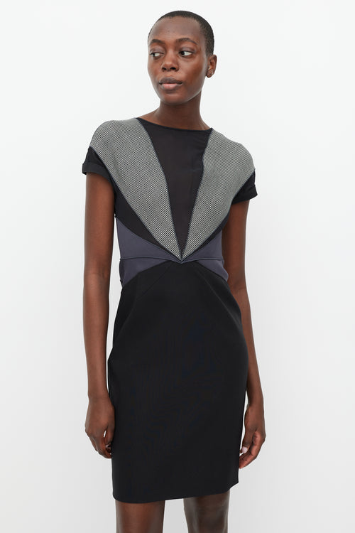 Stella McCartney Black & Grey Houndstooth Panel Dress
