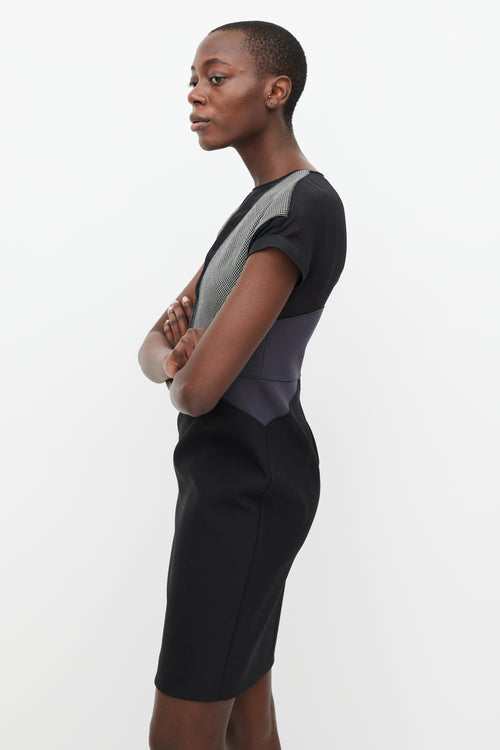 Stella McCartney Black & Grey Houndstooth Panel Dress