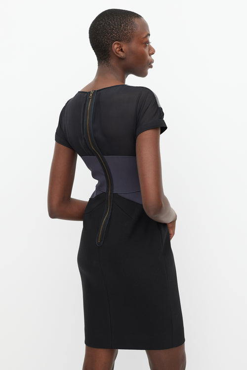 Stella McCartney Black & Grey Houndstooth Panel Dress