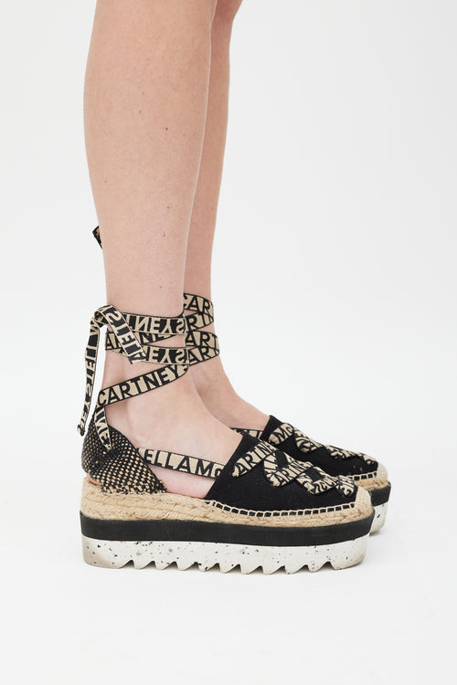 Stella McCartney Black & Multicolour Gaia Platform Espadrille Sandal