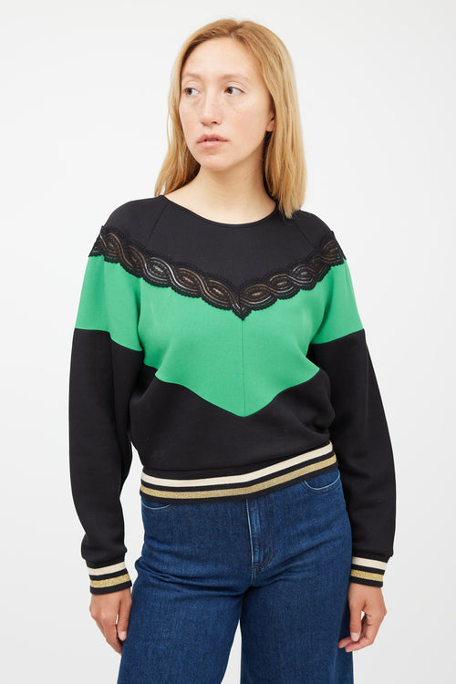 Stella McCartney Black & Multicolour Lace Striped Top