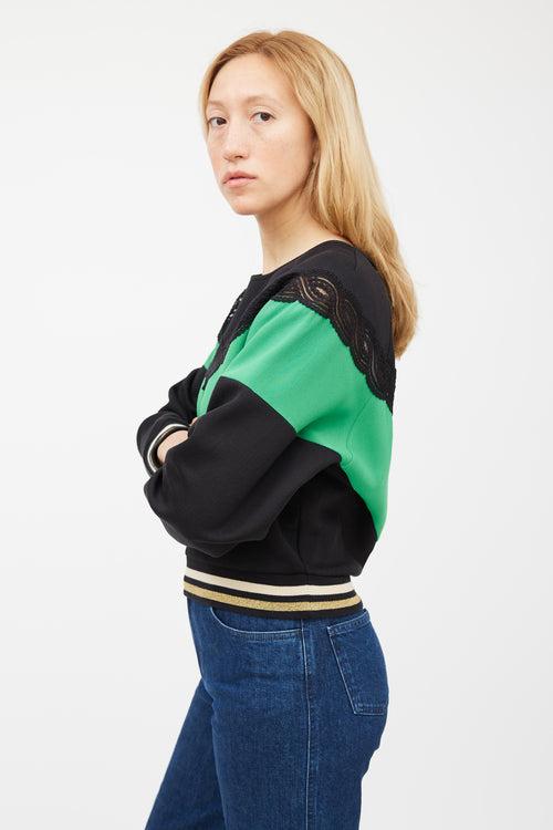 Stella McCartney Black & Multicolour Lace Striped Top