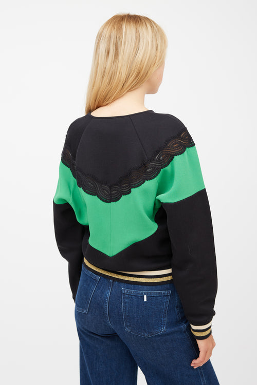 Stella McCartney Black & Multicolour Lace Striped Top