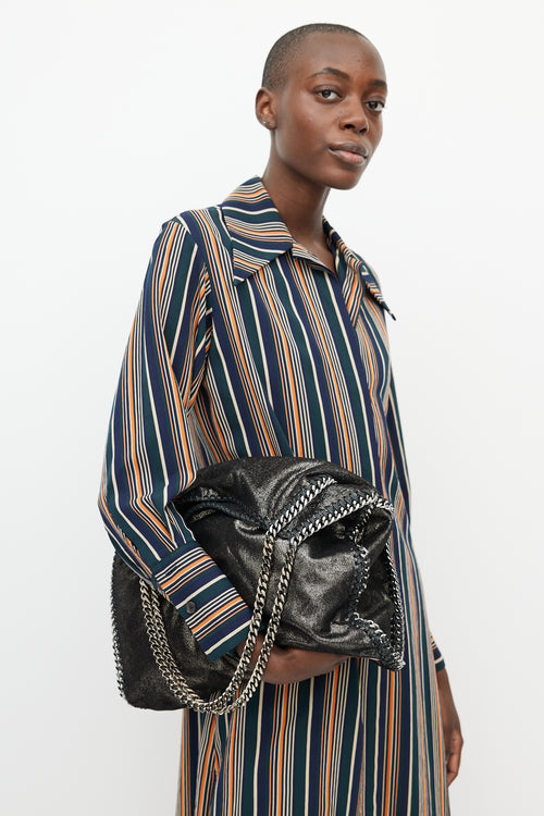 Stella McCartney Black & Silver Falabella Metallic Bag
