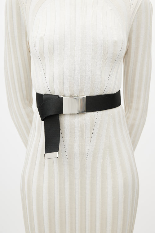 Stella McCartney Black & Silver Webbed Belt