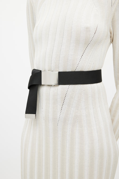 Stella McCartney Black & Silver Webbed Belt