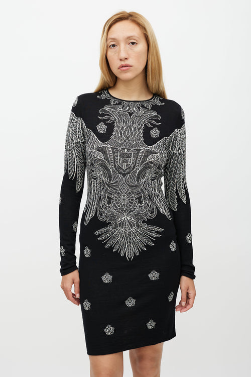 Stella McCartney Black & White Crest Woven Dress