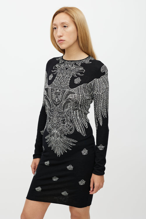 Stella McCartney Black & White Crest Woven Dress