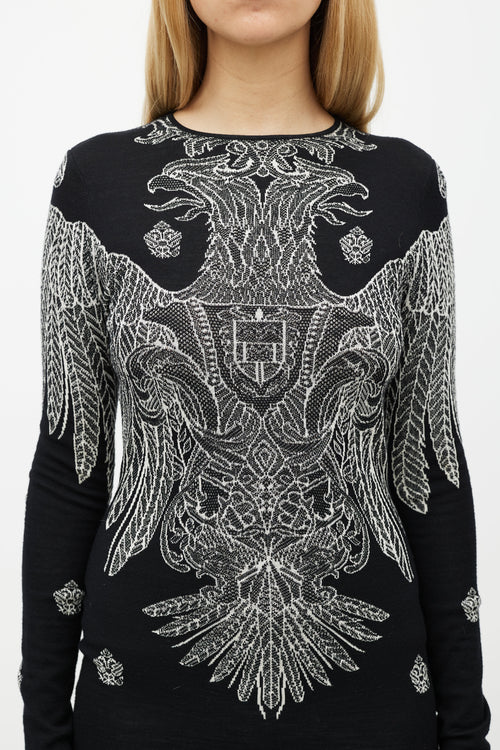 Stella McCartney Black & White Crest Woven Dress