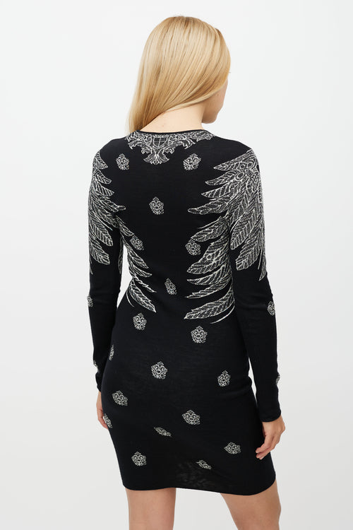 Stella McCartney Black & White Crest Woven Dress