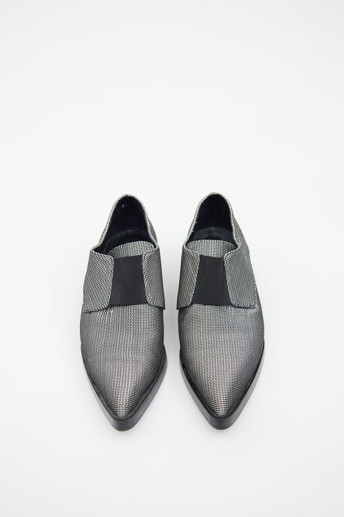 Stella McCartney Black & White Woven Pointed Toe Flat