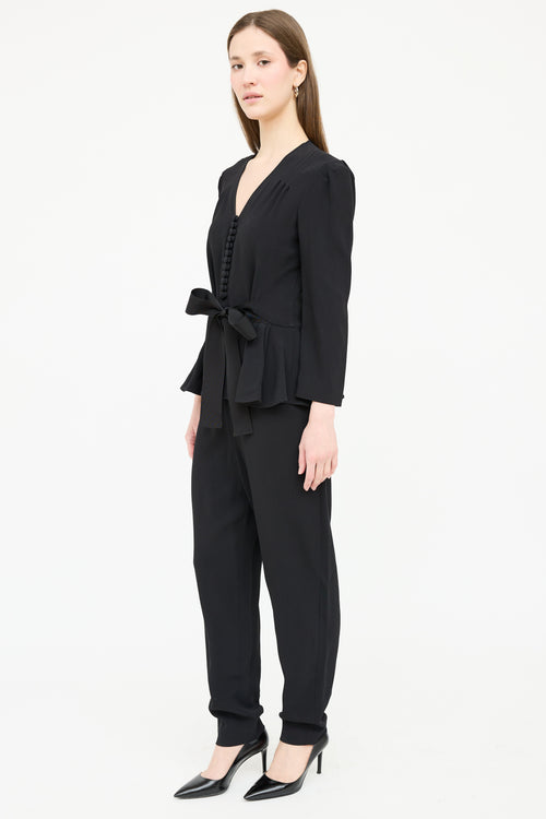 Stella McCartney Black Belted Ruffled Jumpsuit