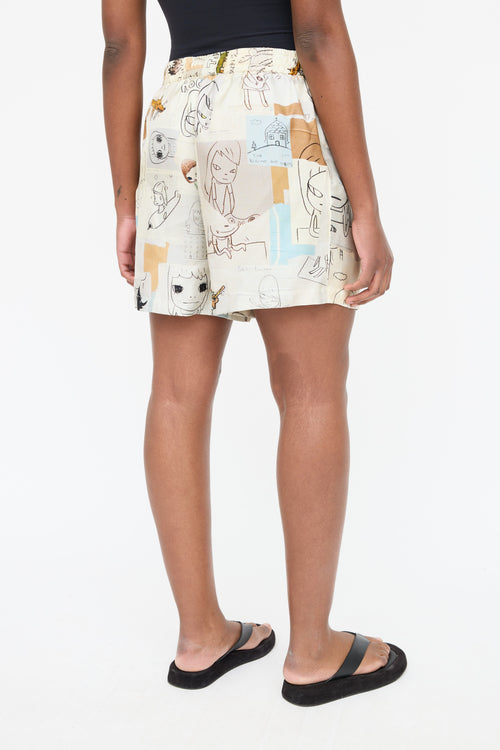 Stella McCartney X Yoshitomo Nara Print Silk Shorts
